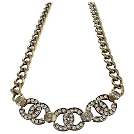 Collar Chanel Gran Cadena de Malla Dorada CC Dorado