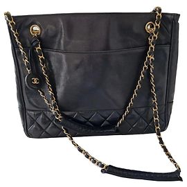 Chanel Black Leather Handbag Black