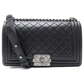 Chanel-Chanel Boy Classic Black Leather Bag -Black