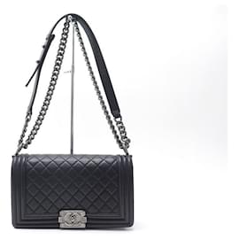 Chanel-Chanel Boy Classic Black Leather Bag -Black