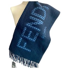 Fendi Reversible Navy Scarf Navy blue