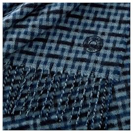 Hermès-Hermès monogrammed scarf-Blue