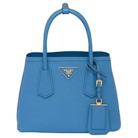 Prada-Prada Mini Double Saffiano Leather Handbag-Blue