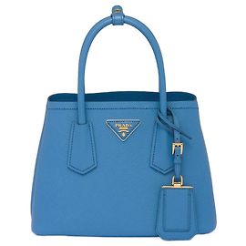 Sac à main Prada Mini Double en cuir Saffiano Bleu