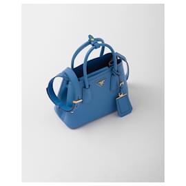 Prada-Prada Mini Double Saffiano Leather Handbag-Blue