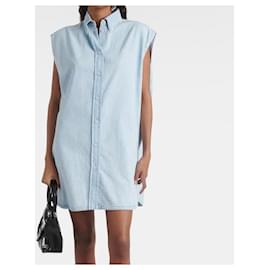 Prada-Prada Sleeveless Denim Oversize Shirt Dress 36-Blue