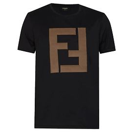 Fendi Black Cotton T-shirt with Maxi Logo Black