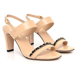 Chanel-Chanel leather sandals 37.5-Beige