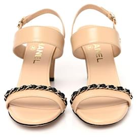 Chanel-Chanel leather sandals 37.5-Beige