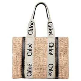 Chloé-Chloé Large Woody Rafia Tote Bag -Beige
