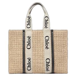 Chloé-Chloé Large Woody Rafia Tote Bag -Beige