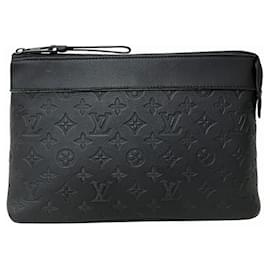 Louis Vuitton-Louis Vuitton Monogram Shadow Pochette Voyage Souple M82545 Clutch Bag-Black