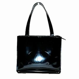 Chanel-Chanel Deca Coco Tote Enamel Patent Handbag-Black