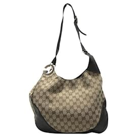 Gucci-Gucci GG Canvas Charlotte Shoulder Bag-Brown,Beige