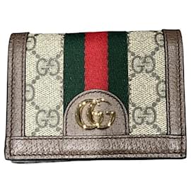 Gucci-GUCCI Offdia GG Supreme Bi-fold Wallet-Brown,Beige