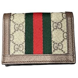 Gucci-GUCCI Offdia GG Supreme Bi-fold Wallet-Brown,Beige