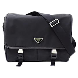 Prada-Prada Saffiano Nylon Shoulder Bag-Black