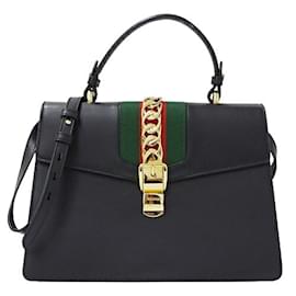 Gucci-Gucci Black Leather Handbag-Black