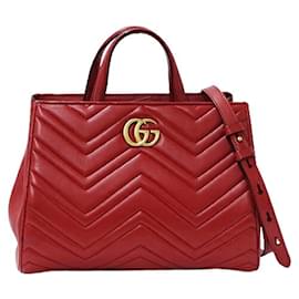 Gucci-Gucci GG Marmont Leather Handbag-Red