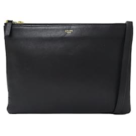 Céline-Celine Women's Leather Shoulder Bag-Black