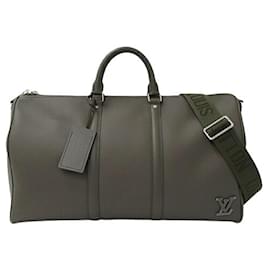 Louis Vuitton-Louis Vuitton Khaki Leather Boston Bag-Khaki