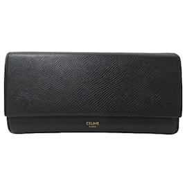 Céline-Celine Women's Long Wallet in Black Leather-Black