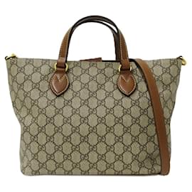 Gucci-Gucci GG Supreme Handbag-Brown,Beige