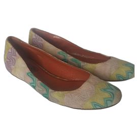 Sapatilhas M Missoni em lona multicolorida e couro Multicor