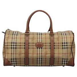 Autre Marque-Burberrys Nova Check Boston Bag PVC Beige Auth hk2346-Beige