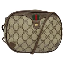 Gucci-GUCCI GG Supreme Web Sherry Line Shoulder Bag PVC Beige 89 02 066 Auth nb440-Beige