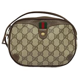 Gucci-GUCCI GG Supreme Web Sherry Line Shoulder Bag PVC Beige 89 02 066 Auth nb440-Beige
