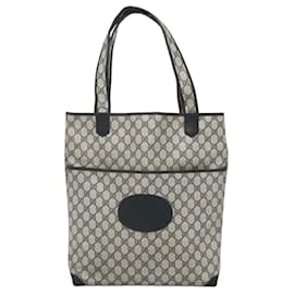 Gucci-GUCCI GG Supreme Tote Bag PVC Navy Gold 002 39 0054 Auth ki5643-Golden,Navy blue