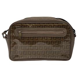 Fendi-Sac à bandoulière en toile Zucchino beige Auth ep8208-Beige