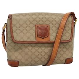 Céline-CELINE Macadam Canvas Shoulder Bag Beige Gold Auth 116806-Beige,Golden
