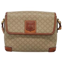Céline-CELINE Macadam Canvas Shoulder Bag Beige Gold Auth 116806-Beige,Golden