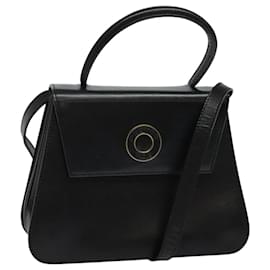 Céline-CELINE Hand Bag Leather 2way Black Gold Auth BD1319-Black,Golden