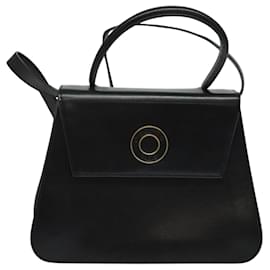 Céline-CELINE Hand Bag Leather 2way Black Gold Auth BD1319-Black,Golden