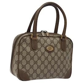 Gucci-GUCCI GG Supreme Hand Bag PVC Beige Gold 000 39 0030 Auth ki5673-Beige,Golden