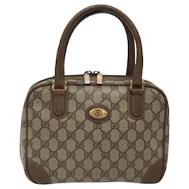 Gucci-GUCCI GG Supreme Hand Bag PVC Beige Gold 000 39 0030 Auth ki5673-Beige,Golden