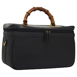 Gucci-GUCCI Bamboo Vanity Hand Bag Leather Navy Gold 013 122 2491 Auth ep8190-Golden,Navy blue