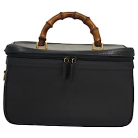 Gucci-GUCCI Bamboo Vanity Hand Bag Leather Navy Gold 013 122 2491 Auth ep8190-Golden,Navy blue
