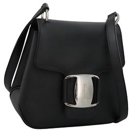 Salvatore Ferragamo Shoulder Bag Leather Black Auth BA911 Black