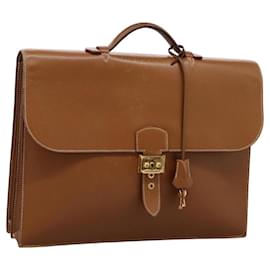 Hermès-HERMES Sac Adepeche 38 Business Bag Leather Brown Auth BA884-Brown