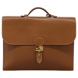 Hermès-HERMES Sac Adepeche 38 Business Bag Leather Brown Auth BA884-Brown