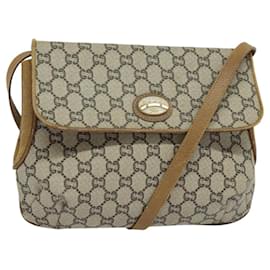 Gucci-GUCCI GG Plus Supreme Shoulder Bag PVC Beige Gold Auth th5843-Beige,Golden