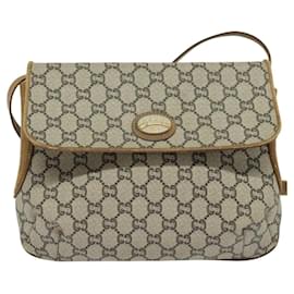 Gucci-GUCCI GG Plus Supreme Shoulder Bag PVC Beige Gold Auth th5843-Beige,Golden