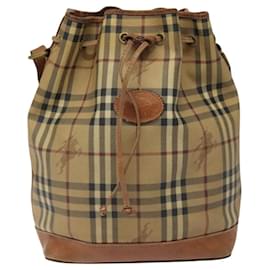 Autre Marque-Burberrys Nova Check Shoulder Bag PVC Leather Beige Brown gold Auth EC731-Brown,Beige,Golden