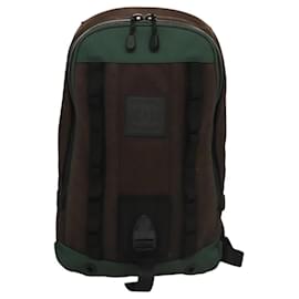 Chanel-CHANEL Sports Backpack Canvas nylon Green Brown CC Auth mr1265-Brown,Green