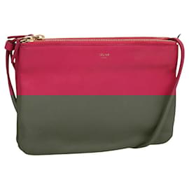 Céline-CELINE Trio bag Shoulder Bag Leather Pink Gold Auth mr1159-Pink,Golden