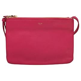 Céline-CELINE Trio bag Shoulder Bag Leather Pink Gold Auth mr1159-Pink,Golden